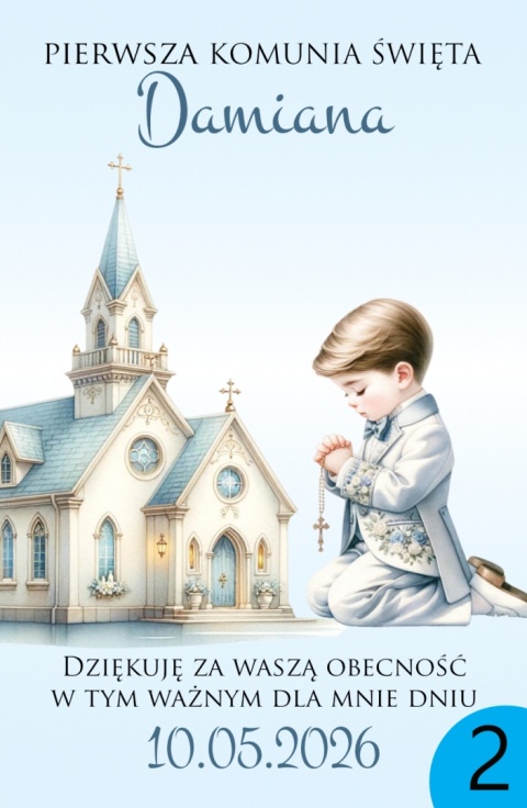 75mm x115 Komunia Chłopca Podziękowanie Magnes Basic 3D