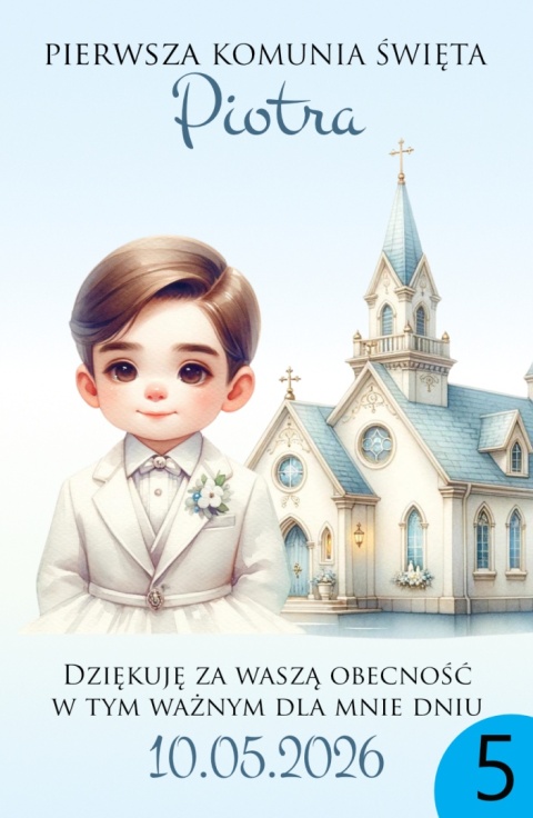 75mm x115 Komunia Chłopca Podziękowanie Magnes Basic 3D