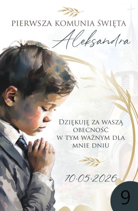 75mm x115 Komunia Chłopca Podziękowanie Magnes Basic 3D