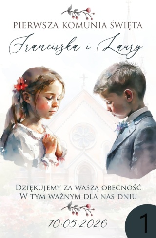 75mm x115 Komunia Rodzeństwa Podziękowanie Magnes Basic 3D