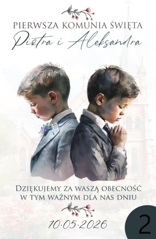 75mm x115 Komunia Rodzeństwa Podziękowanie Magnes Basic 3D