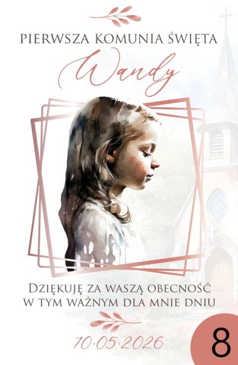 75mm x115 Komunia Dziewczynki Podziękowanie Magnes Basic 3D