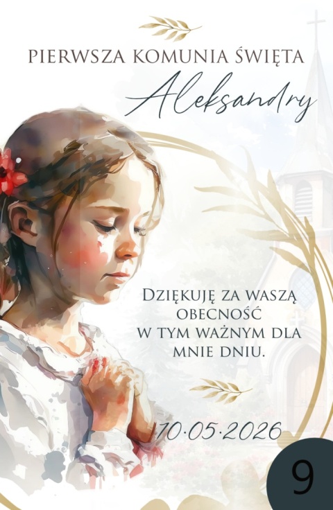 75mm x115 Komunia Dziewczynki Podziękowanie Magnes Basic 3D