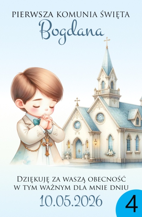 75mm x 55 Komunia Chłopca Podziękowanie Magnes Basic 3D