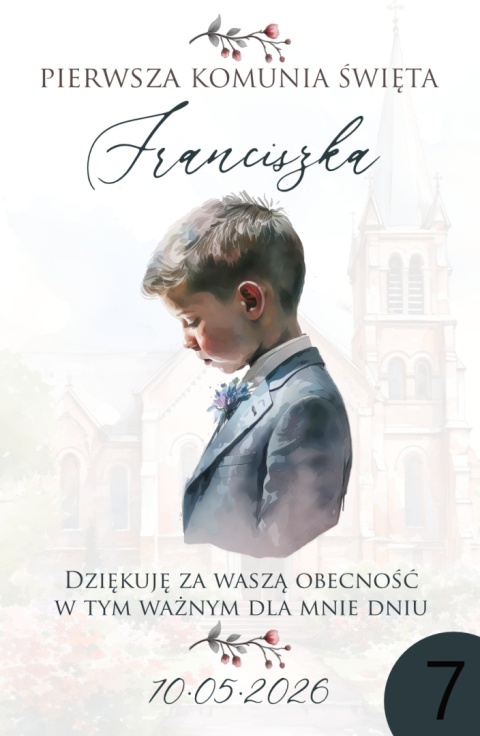 75mm x 55 Komunia Chłopca Podziękowanie Magnes Basic 3D