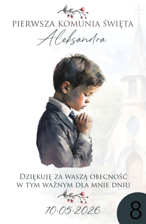 75mm x 55 Komunia Chłopca Podziękowanie Magnes Basic 3D