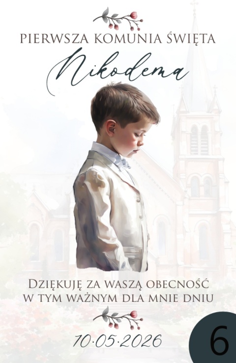 75mm x 55 Komunia Chłopca Podziękowanie Magnes Basic 3D