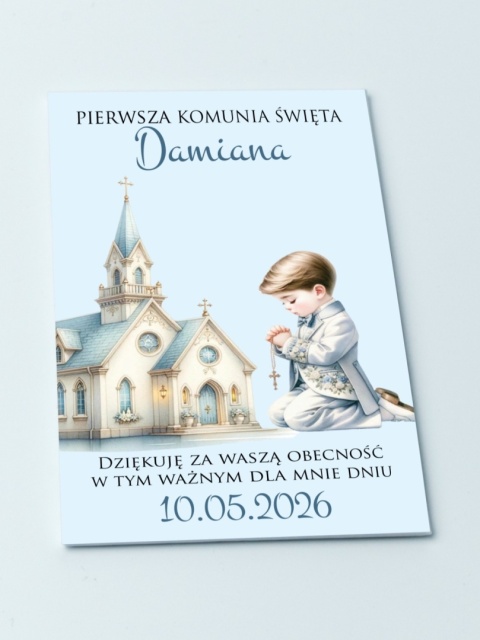 75mm x 55 Komunia Chłopca Podziękowanie Magnes Basic 3D