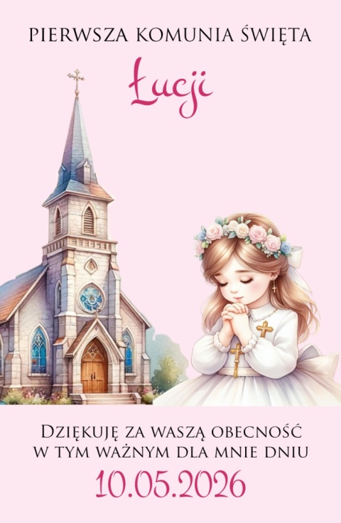 75mm x 55 Komunia Dziewczynki Podziękowanie Magnes Basic 3D