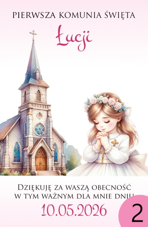 75mm x 55 Komunia Dziewczynki Podziękowanie Magnes Basic 3D