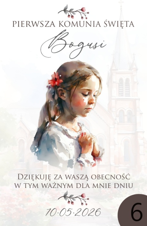 75mm x 55 Komunia Dziewczynki Podziękowanie Magnes Basic 3D