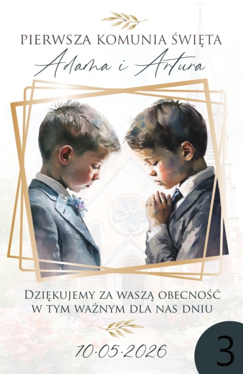 75mm x 55 Komunia Rodzeństwa Podziękowanie Magnes Basic 3D