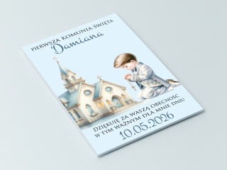75mm x115 Komunia Chłopca Podziękowanie Magnes Basic 3D