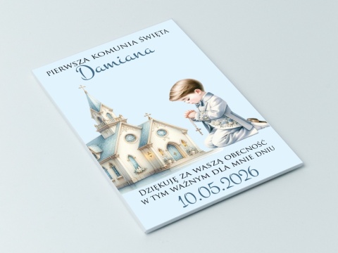 75mm x115 Komunia Chłopca Podziękowanie Magnes Basic 3D