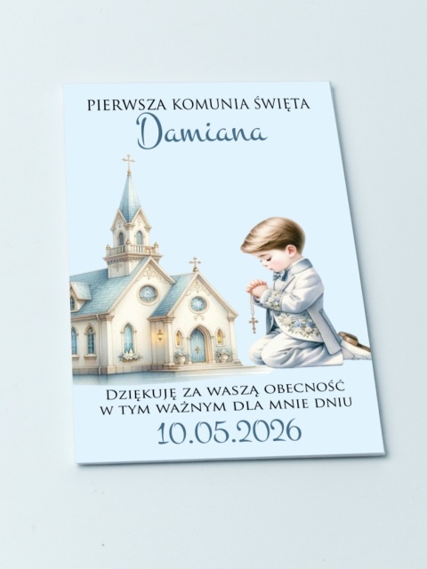 75mm x115 Komunia Chłopca Podziękowanie Magnes Basic 3D